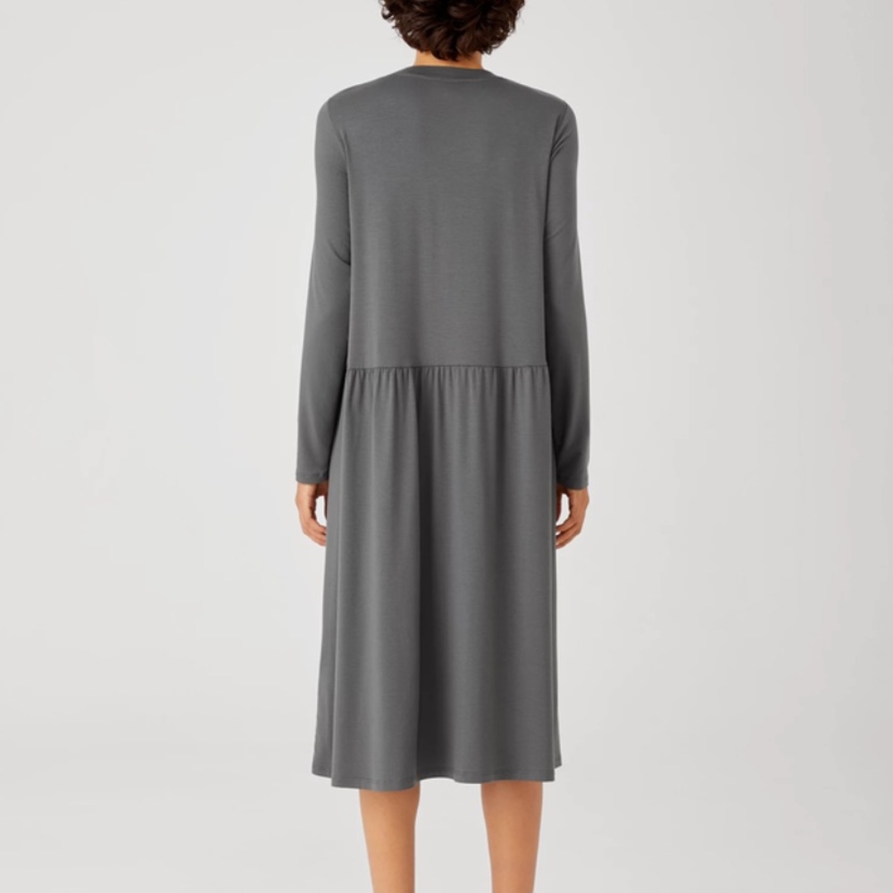 Eileen Fisher crew neck long sleeve Jersey Dress - Picture 2 of 9